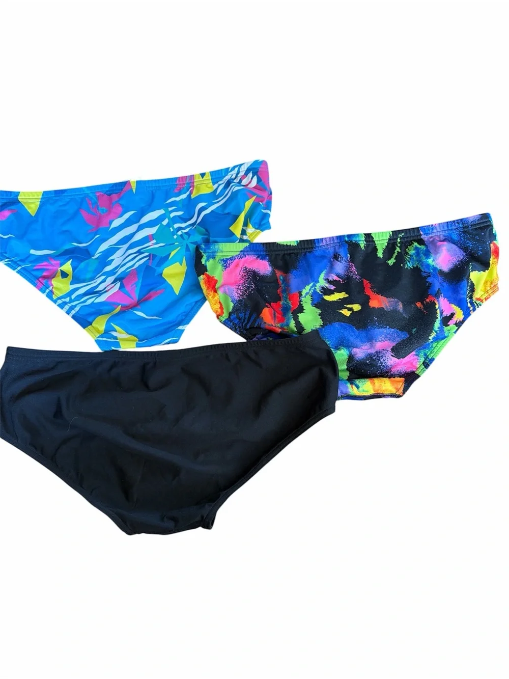 Speedo  Endurance Men’s 3-Pack Swim Speedos - Black, Blue & Multi Colorful 38